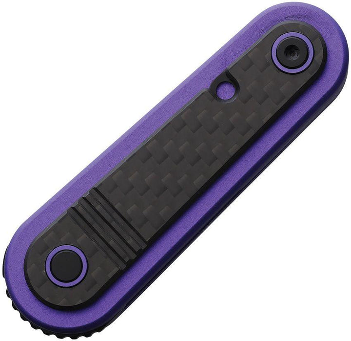 Revo Spirit Button Lock Purple Stainless w Carbon Fiber Black Stonewash 14C28N Sandvik - Knives.mx