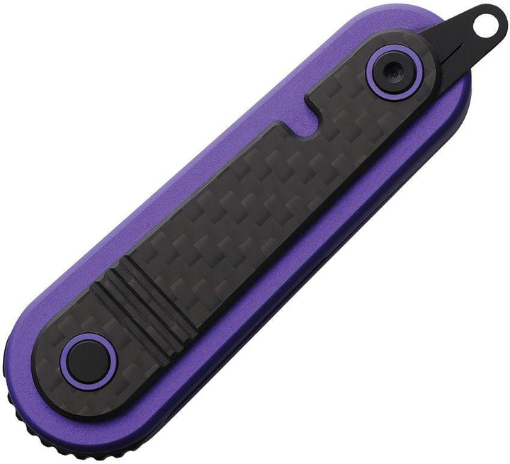 Revo Spirit Button Lock Purple Stainless w Carbon Fiber Black Stonewash 14C28N Sandvik - Knives.mx