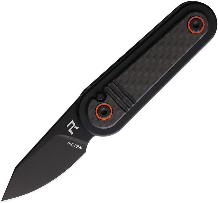 Revo Spirit Button Lock Stainless w Carbon Fiber Black Stonewash 14C28N Sandvik - Knives.mx