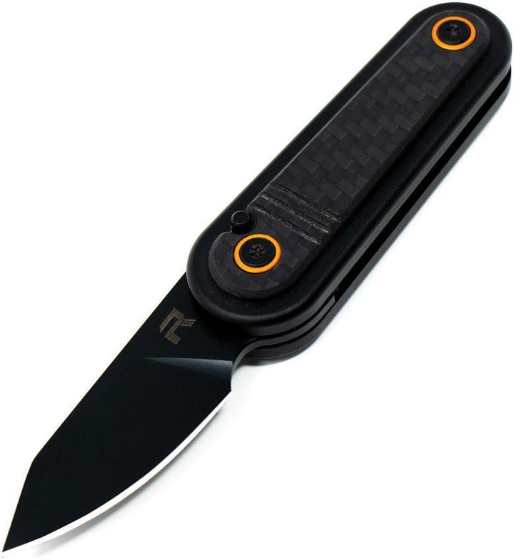 Revo Spirit Button Lock Stainless w Carbon Fiber Black Stonewash 14C28N Sandvik - Knives.mx