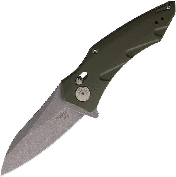 Revo Storm Crossbar Lock Green G10 Stonewash VG-10 - Knives.mx