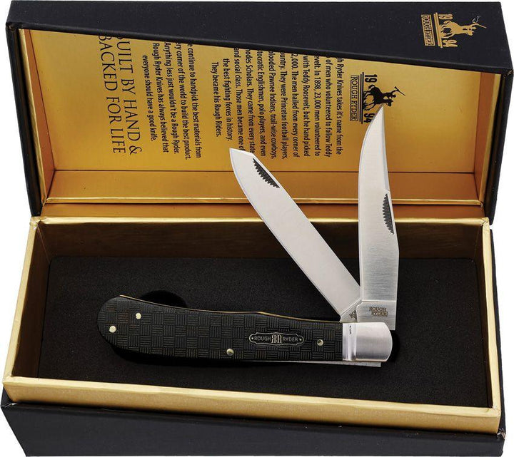 Rough Ryder Bearhead Trapper Pakkawood Satn 440A - Knives.mx