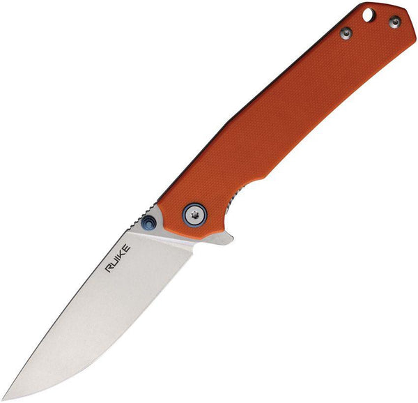 Ruike P801 Framelock Orange G10 w SW Stainless Back Stonewash 14C28N Sandvik - Knives.mx