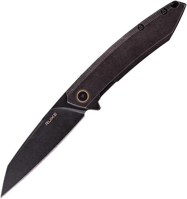 Ruike P831 Framelock Blackout Stainless Handle Stonewash 14C28N Sandvik - Knives.mx