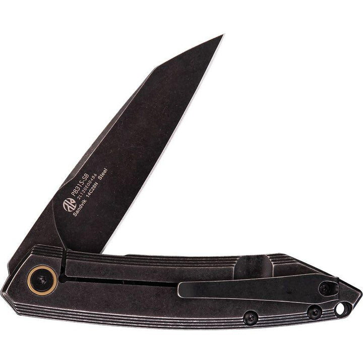 Ruike P831 Framelock Blackout Stainless Handle Stonewash 14C28N Sandvik - Knives.mx