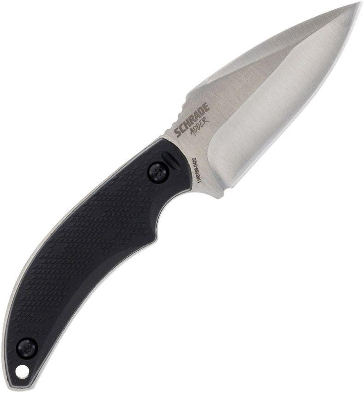 Schrade Adder Fixed Blade Black Rubberized Synthetic Handle Satin AUS-10A - Knives.mx