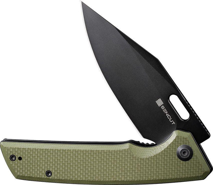 SENCUT GlideStrike Linerlock OD Green G10 Black Stonewash 9Cr18MoV - Knives.mx