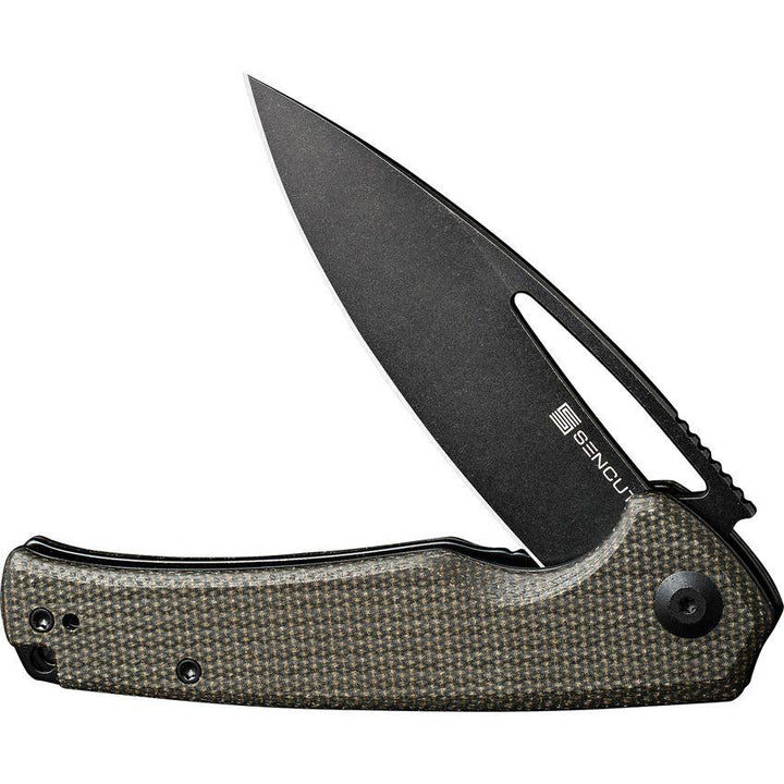 SENCUT Mims Linerlock Green Micarta Black Stonewash 9Cr18MoV - Knives.mx