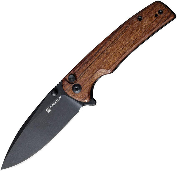 SENCUT Sachse Button Lock Guibourtia Wood Black Stonewashed 9Cr18MoV - Knives.mx