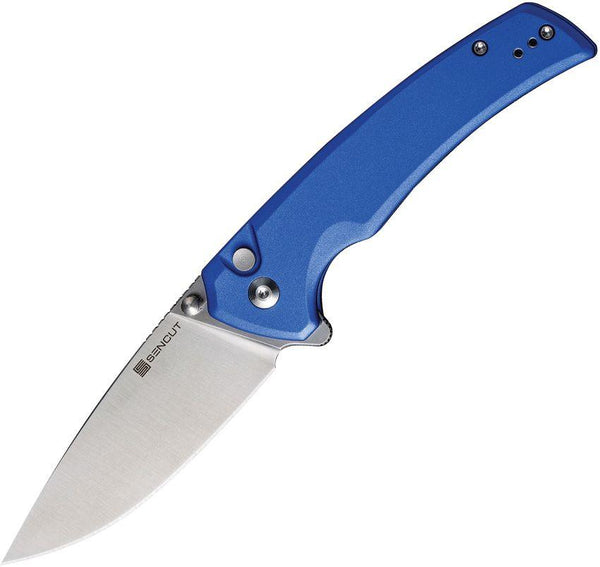 SENCUT Serene Button Lock Blue Aluminum Satin D2 - Knives.mx