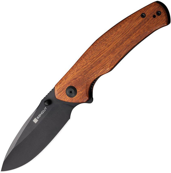 SENCUT Slashkin Linerlock Brown Wood Stonewash D2 - Knives.mx