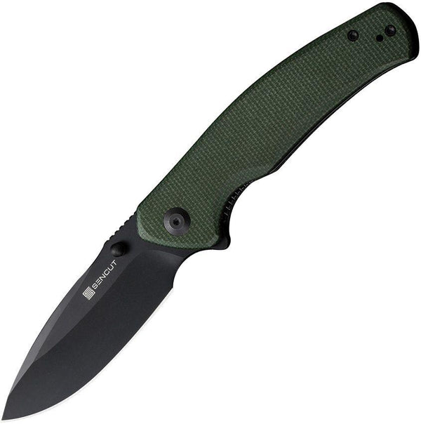 SENCUT Slashkin Linerlock Green Micarta Black Stonewash D2 - Knives.mx