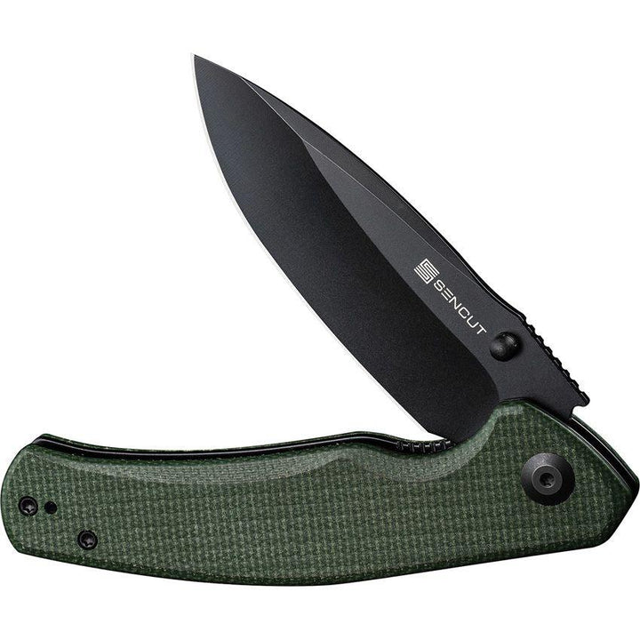 SENCUT Slashkin Linerlock Green Micarta Black Stonewash D2 - Knives.mx