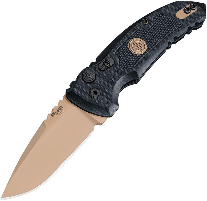 Sig Auto A01 Microswitch Black G10 Dark Eearth PVD Coated Drop Point CPM-154 - Knives.mx