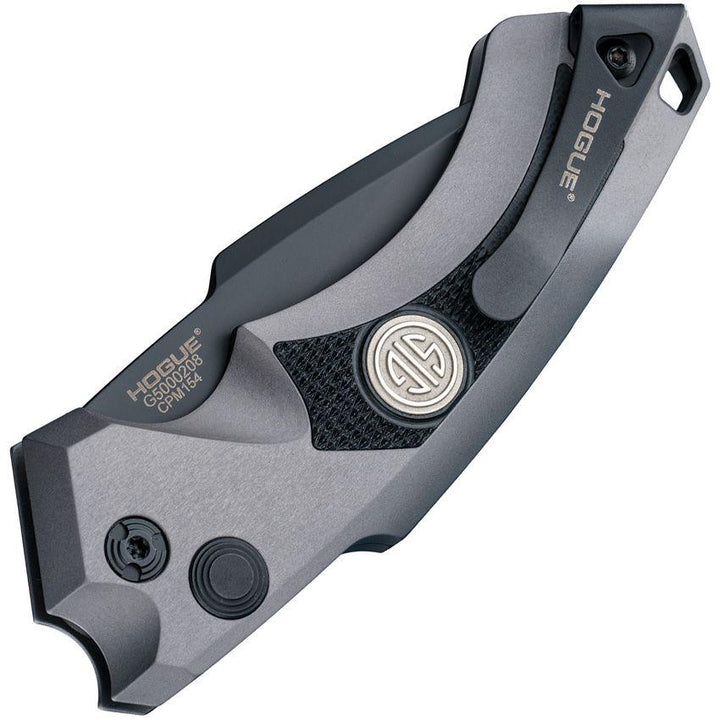 Sig Auto EX-A05 Button Lock Gray Anodized Aluminum w Black G10 Cerakote CPM-154 - Knives.mx