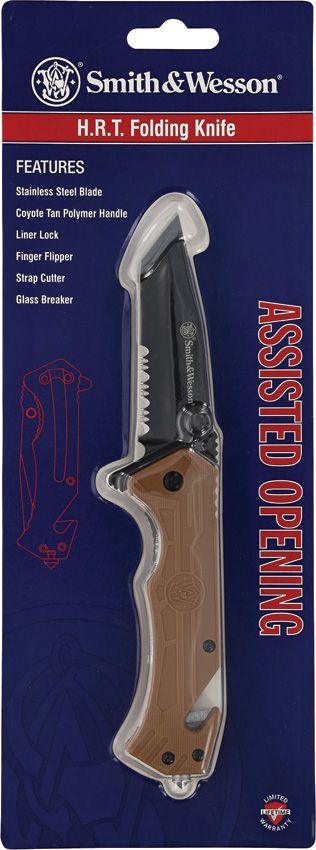 Smith & Wesson H.R.T. Linerlock A/O Brown Polymer Black Oxide Tanto - Knives.mx