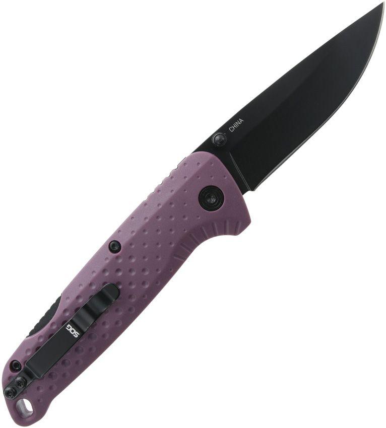 SOG Adventure Lockback Purple GFN Black PVD Coated 5Cr15MoV - Knives.mx