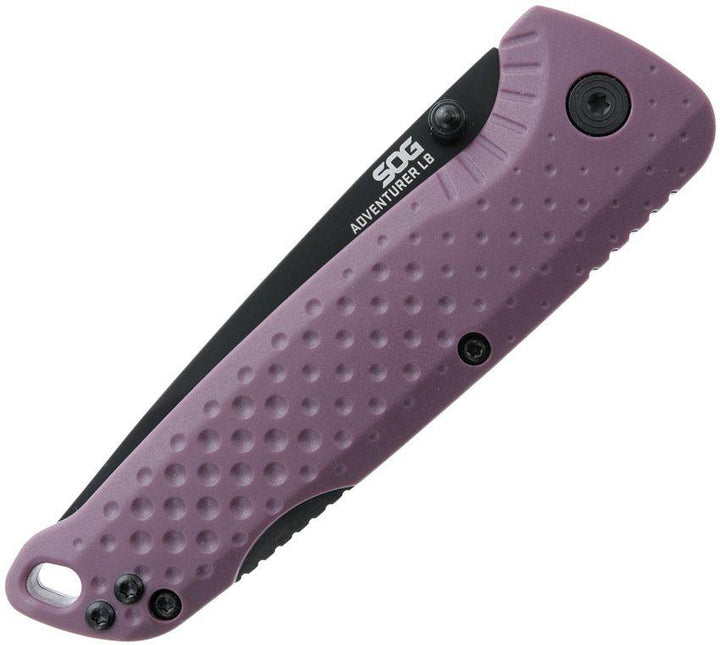 SOG Adventure Lockback Purple GFN Black PVD Coated 5Cr15MoV - Knives.mx