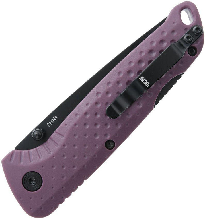 SOG Adventure Lockback Purple GFN Black PVD Coated 5Cr15MoV - Knives.mx