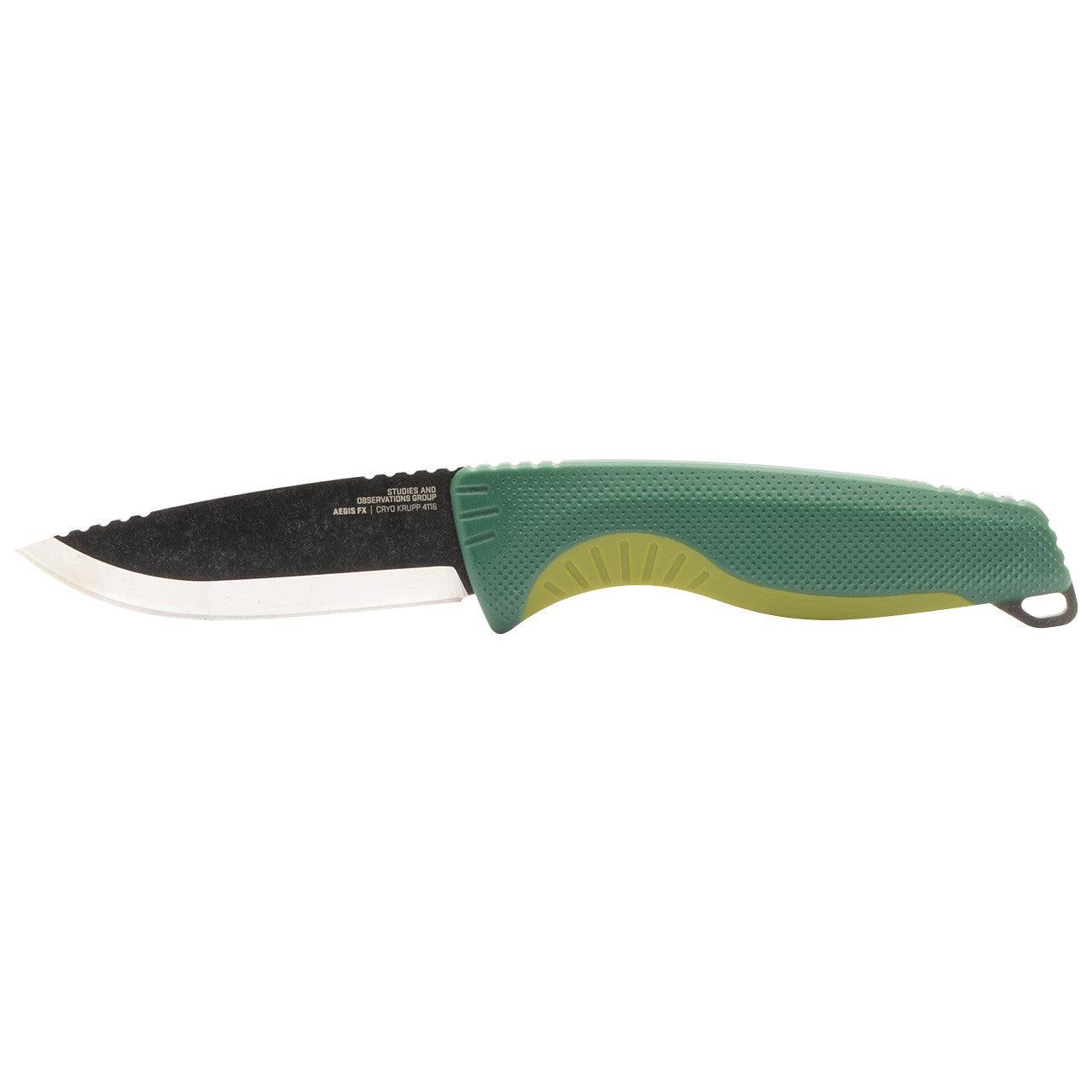 Sog Aegis FX Fixed Blade Green GRN Stonewash Drop Point CRYO 4116 Krupp - Knives.mx