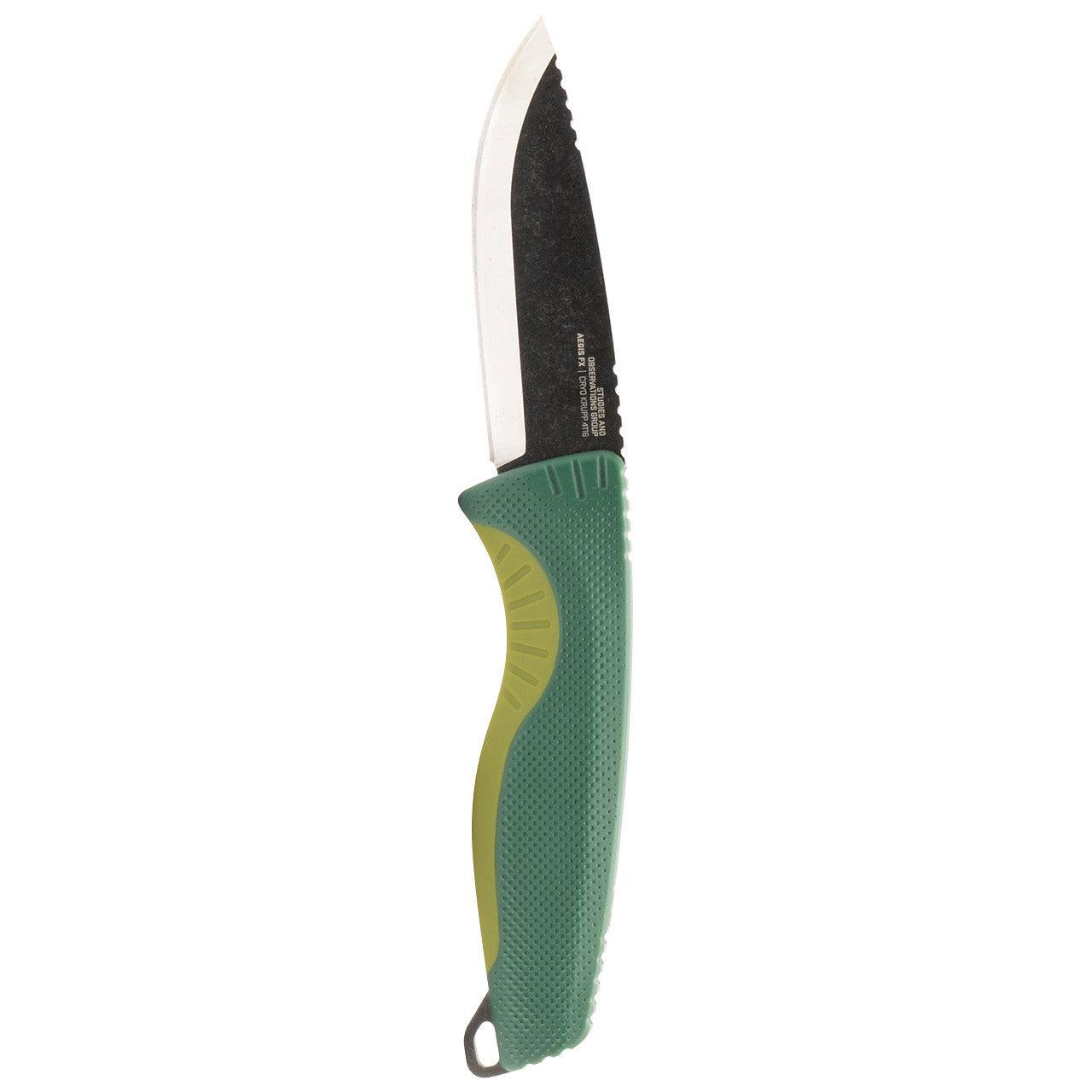 Sog Aegis FX Fixed Blade Green GRN Stonewash Drop Point CRYO 4116 Krupp - Knives.mx