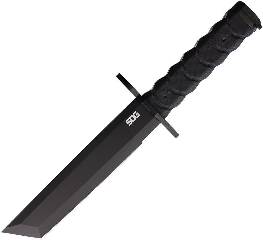 Sog BAR15T Bayonet Fixed Blade Black G10 Tanto AUS-8 - Knives.mx