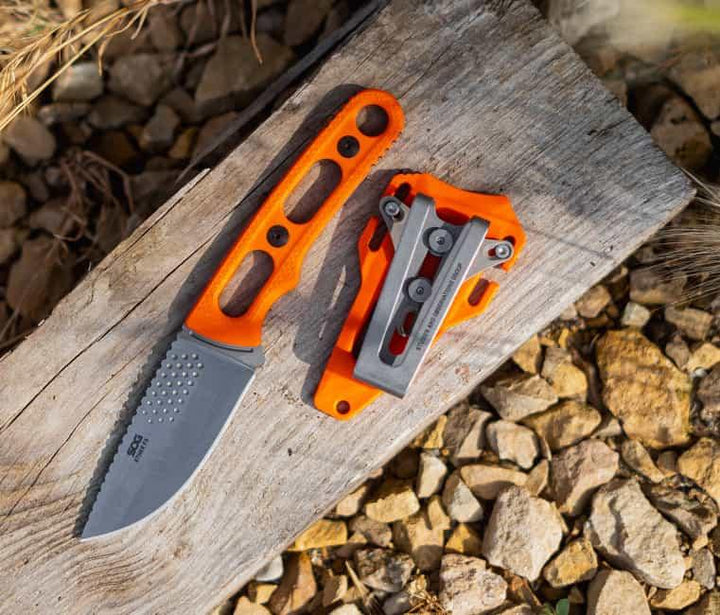 Sog Ether Fx Fixed Blade Blaze Orange GRN Stonewash Drop Point CPM S35VN - Knives.mx