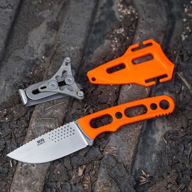 Sog Ether Fx Fixed Blade Blaze Orange GRN Stonewash Drop Point CPM S35VN - Knives.mx