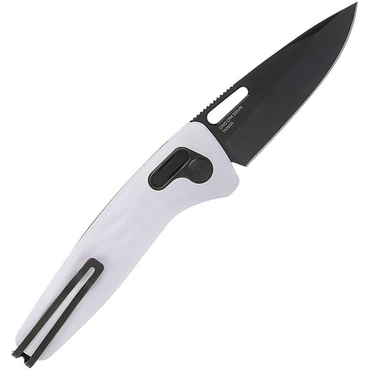 Sog One-Zero XR Lock White Aluminum Black TiNi Coated CRYO CPM S35VN - Knives.mx