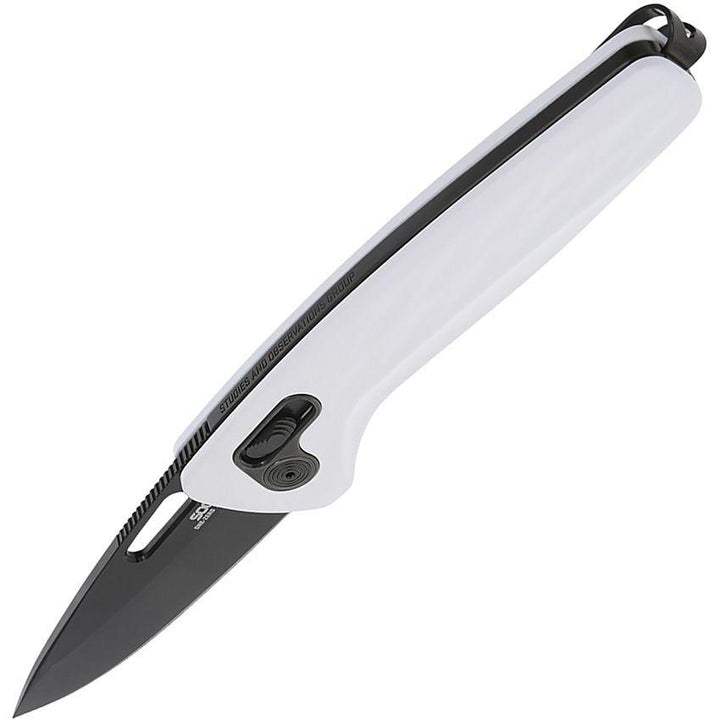 Sog One-Zero XR Lock White Aluminum Black TiNi Coated CRYO CPM S35VN - Knives.mx