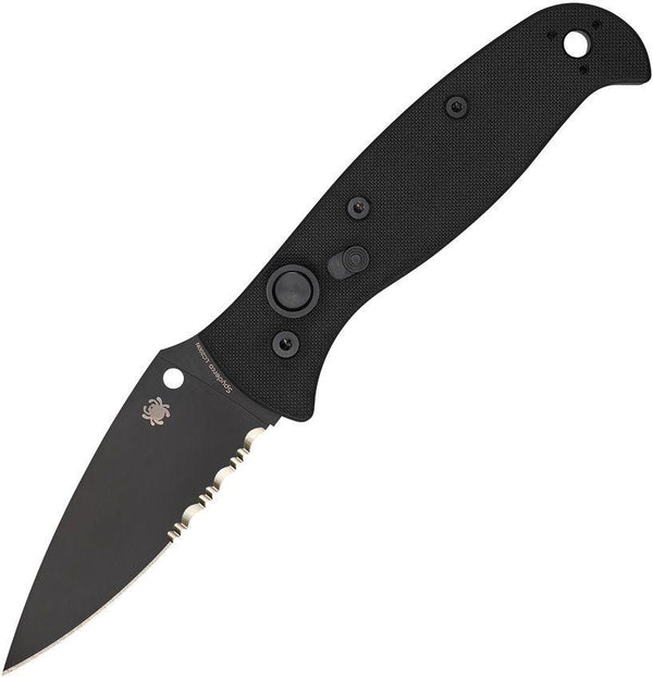 Spyderco Auto Autonomy 2 Button Lock Black G10 DLC Coated CombinationEdge LC200N - Knives.mx