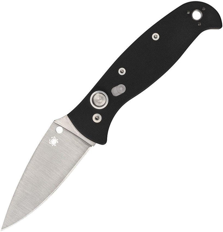 Spyderco Auto Autonomy Button Lock Black G10 Satin PlainEdge LC200N - Knives.mx