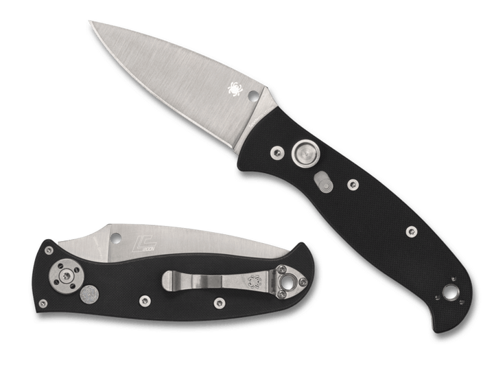 Spyderco Auto Autonomy Button Lock Black G10 Satin PlainEdge LC200N - Knives.mx