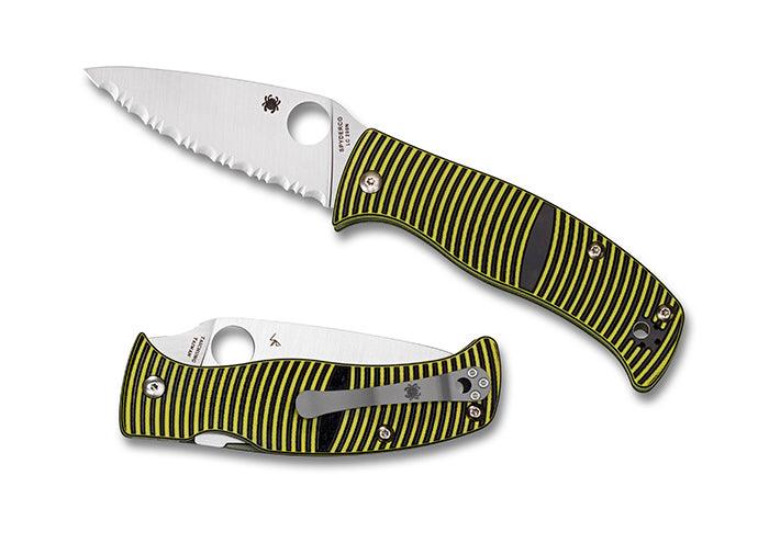 Spyderco Caribbean Compression Lock Black & Yellow Grooved G10 Satin SpyderEdge LC200N - Knives.mx