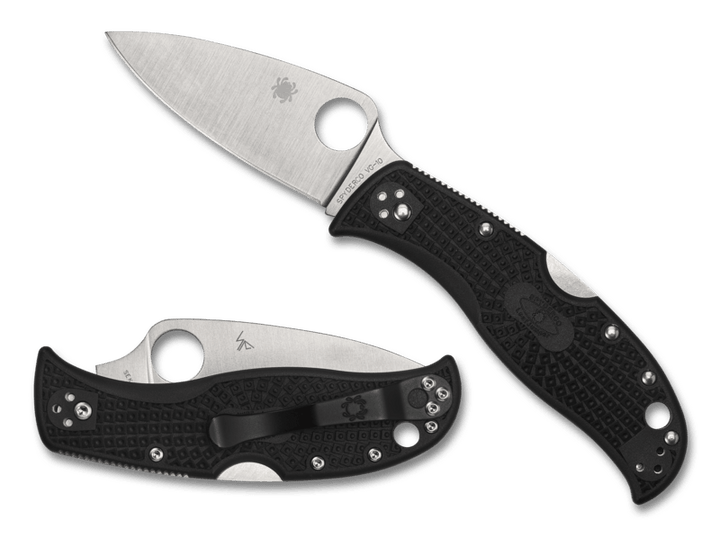 Spyderco Leafjumper Lockback Black Texture FRN Satin PlainEdge VG-10 - Knives.mx