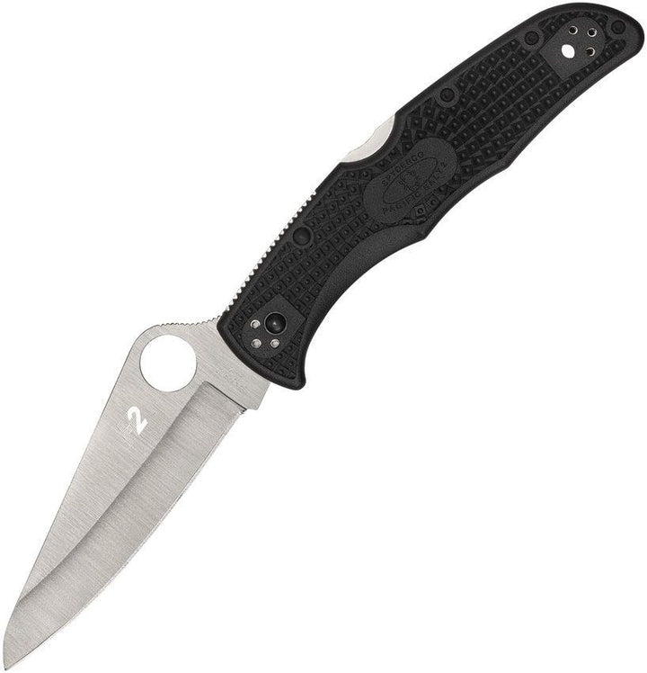 Spyderco Pacific Salt 2 Lockback Black FRN Satin PlainEdge H2 - Knives.mx