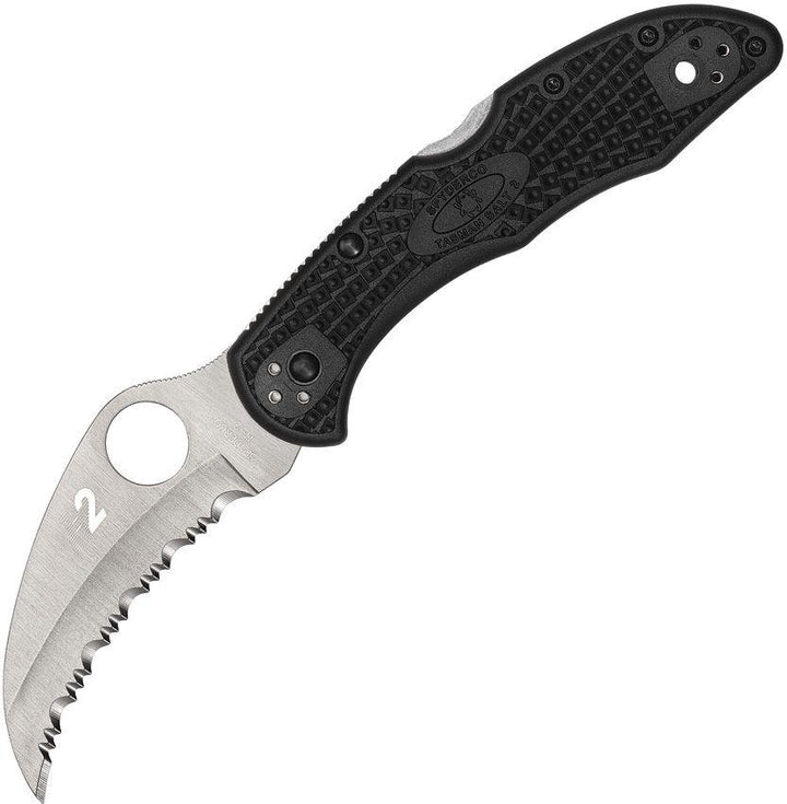 Spyderco Tasman Salt 2 Lockback Black FRN Hawkbill SpyderEdge Satin H2 - Knives.mx