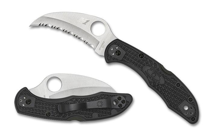 Spyderco Tasman Salt 2 Lockback Black FRN Hawkbill SpyderEdge Satin H2 - Knives.mx