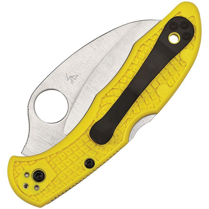 Spyderco Tasman Salt 2 Lockback Yellow FRN Hawkbill SpyderEdge Satin H2 - Knives.mx