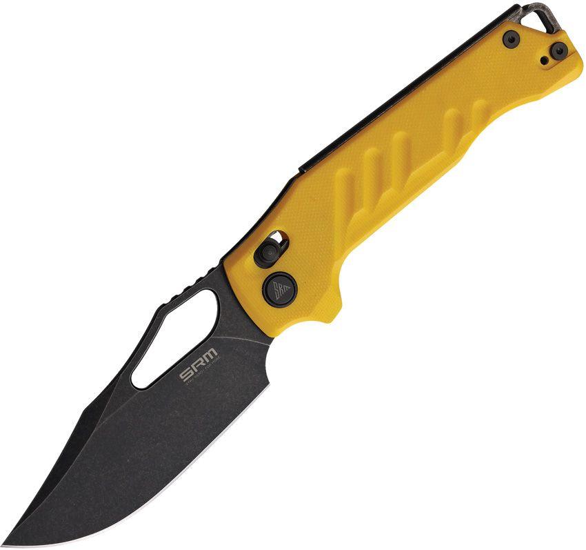 SRM Knives 283X Ambi Lock Yellow G10 Black Stonewash D2 - Knives.mx