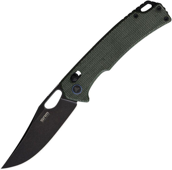 SRM Knives 9203 Ambi Clip OD Green Canvas Micarta Black SW Clip Point 10Cr15CoMoV - Knives.mx