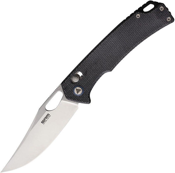 SRM Knives 9203 MB Ambi Black Canvas Micarta Satin Clip Point 10Cr15CoMoV - Knives.mx