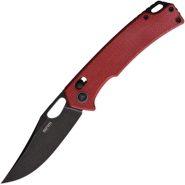 SRM Knives 9203 MR2 Ambi Clip Red Canvas Micarta Black SW Clip Point 10Cr15CoMoV - Knives.mx