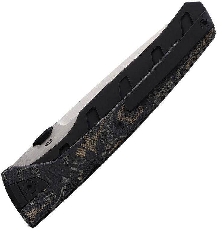 Suprlativ Matador Framelock Black Black PVD Coated Titanium w Micarta Inlay Satin Bohler M390 - Knives.mx