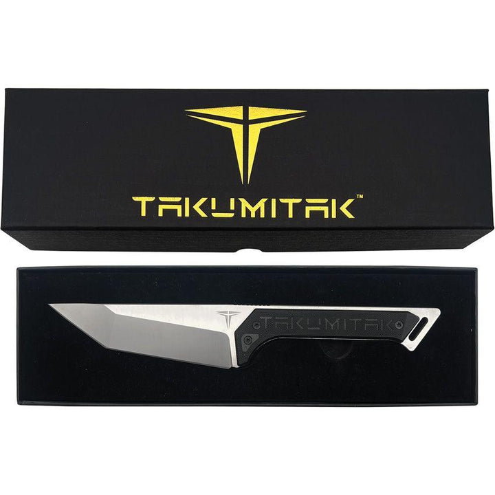 Takumitak Charge Fixed Blade Black G10 Satin Tanto D2 - Knives.mx