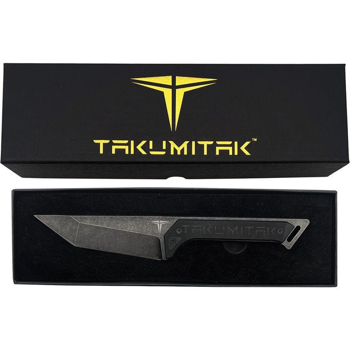 Takumitak Charge Fixed Blade Blackout G10 Stonewash Tanto D2 - Knives.mx