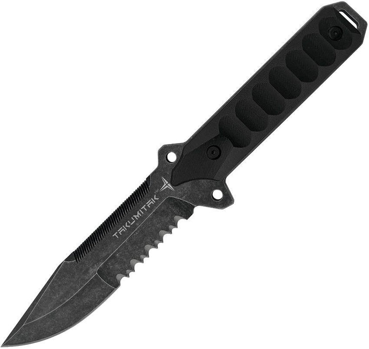 Takumitak Escort Fixed Blade Blackout G10 Stonewash Serrated D2 - Knives.mx