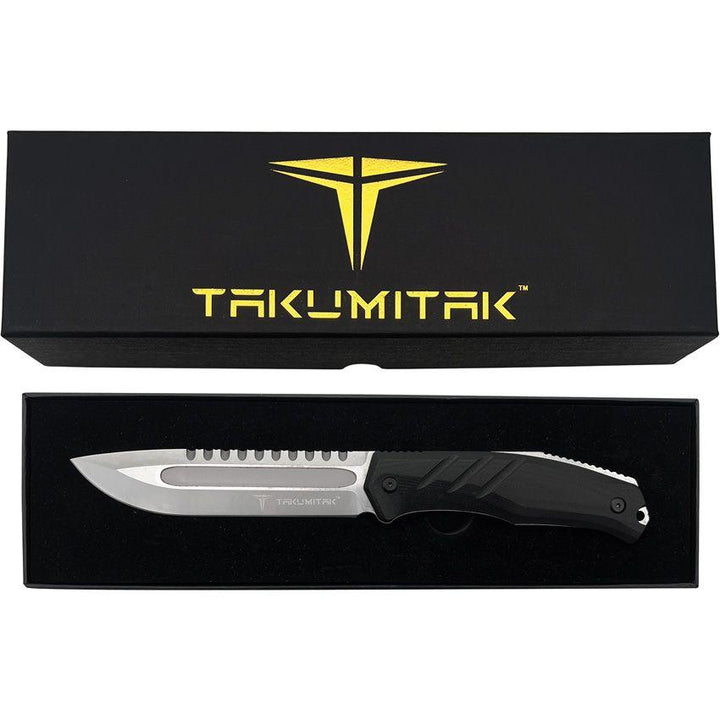 Takumitak Exit Point Fixed Blade Black G10 Satin D2 - Knives.mx