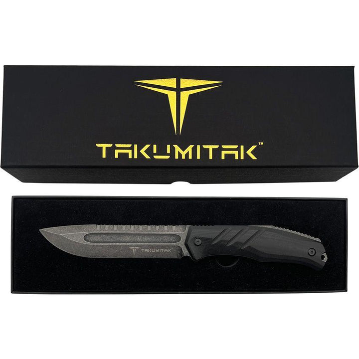 Takumitak Exit Point Fixed Blade Blackout G10 Stonewash D2 - Knives.mx