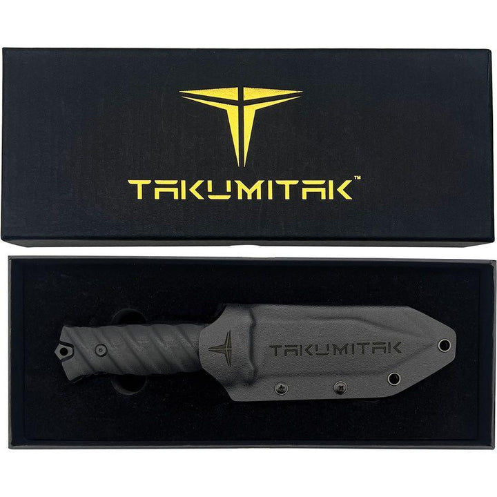 Takumitak Fulcrum Fixed Blade Black G10 Satin Tanto D2 - Knives.mx